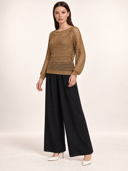 East India Company - Micah, Mechanical Knit Top - Maroon, Mocha, Black, Brown