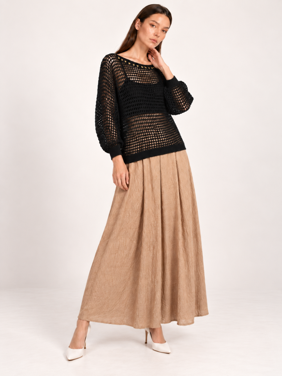 East India Company - Micah, Mechanical Knit Top - Maroon, Mocha, Black, Brown