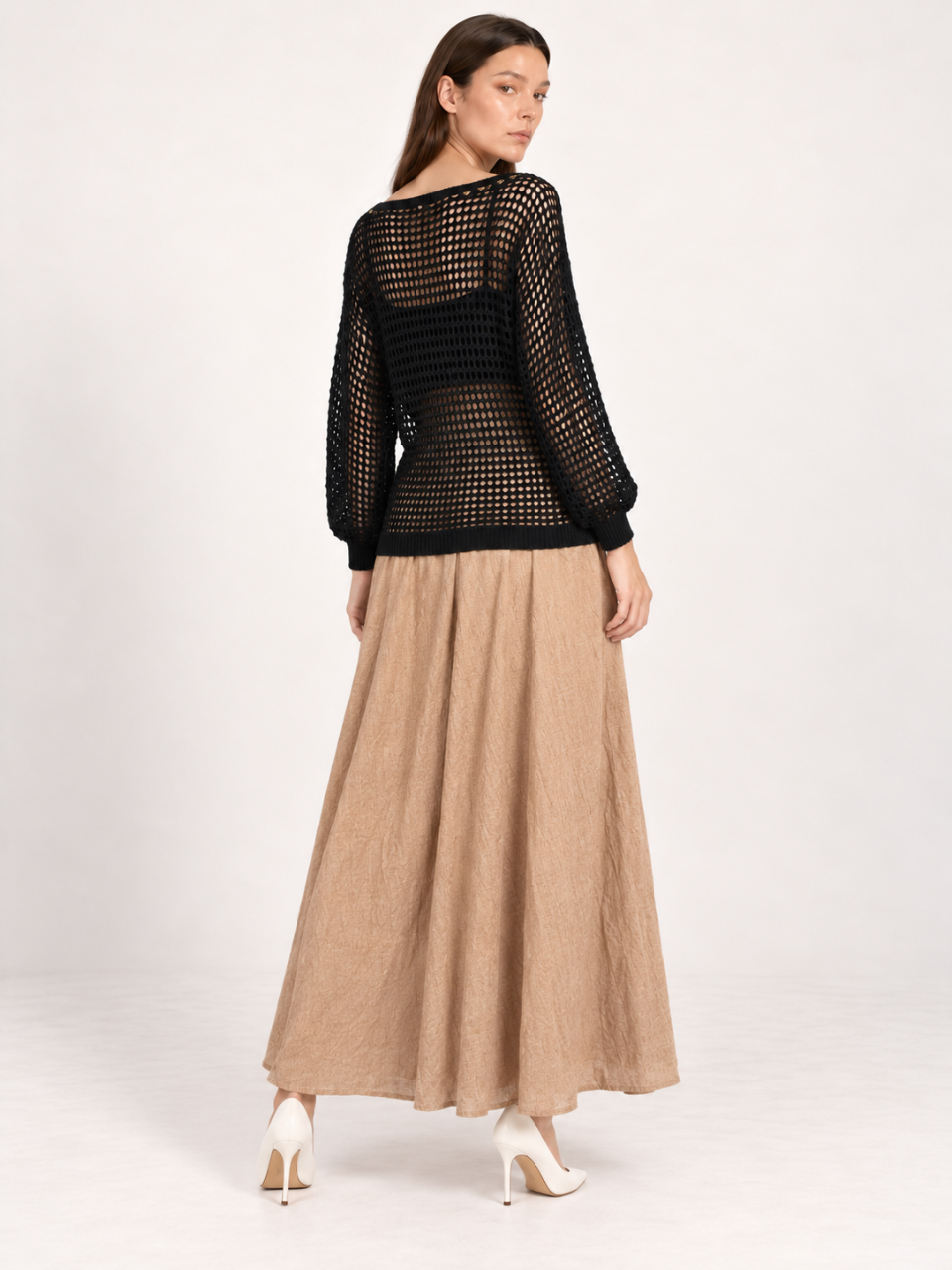 East India Company - Micah, Mechanical Knit Top - Maroon, Mocha, Black, Brown