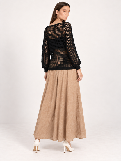 East India Company - Micah, Mechanical Knit Top - Maroon, Mocha, Black, Brown