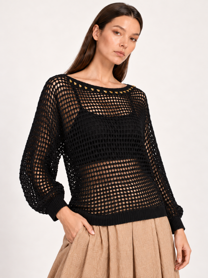 East India Company - Micah, Mechanical Knit Top - Maroon, Mocha, Black, Brown