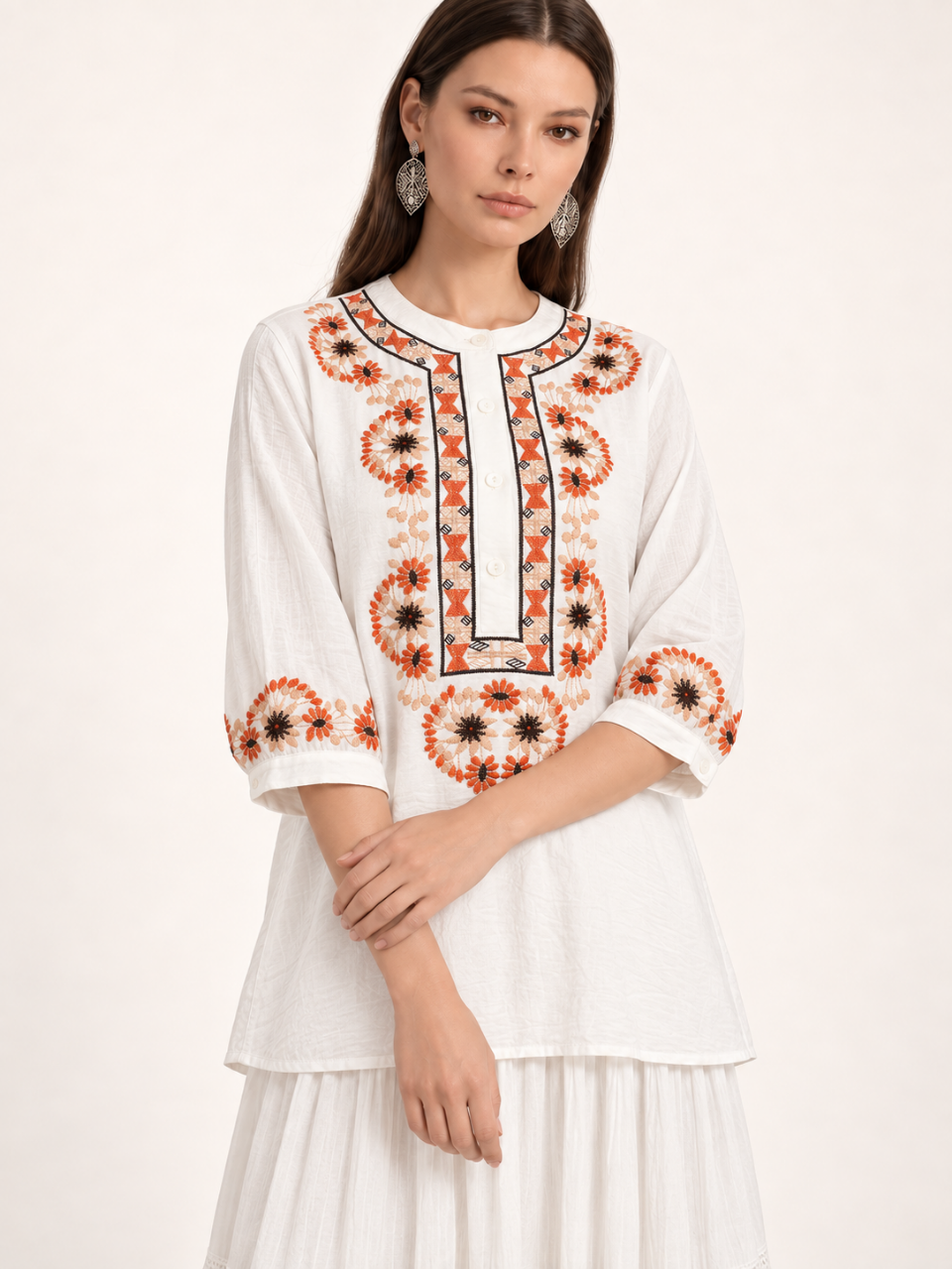 East India Company - Sheena, Embroidered Tunic Blouse