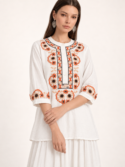 East India Company - Sheena, Embroidered Tunic Blouse