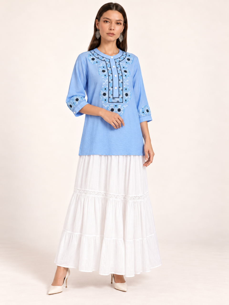 East India Company - Sheena, Embroidered Tunic Blouse