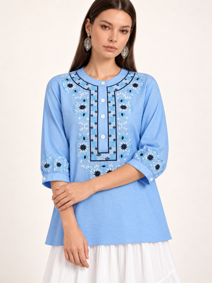 East India Company - Sheena, Embroidered Tunic Blouse