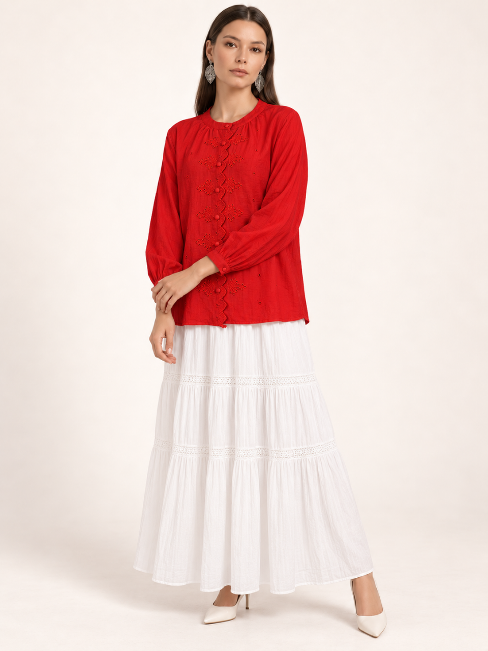 East India Company - Sheena, Embroidered Long Sleeve Blouse