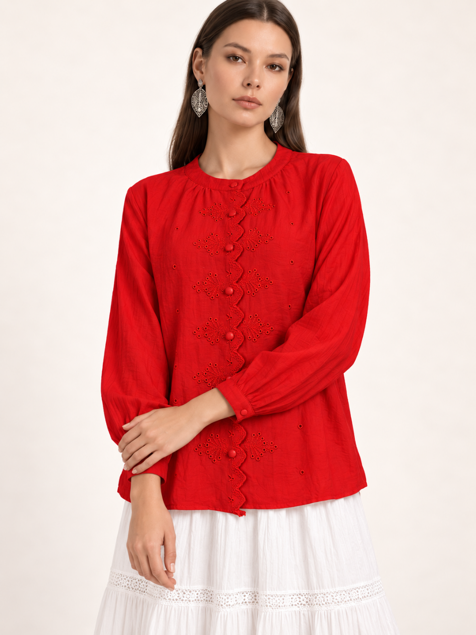 East India Company - Sheena, Embroidered Long Sleeve Blouse