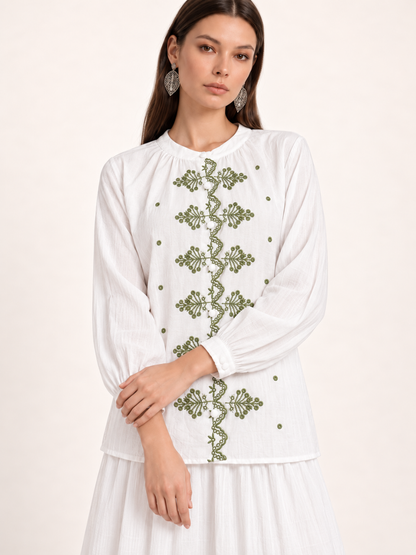 East India Company - Sheena, Embroidered Long Sleeve Blouse