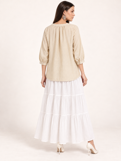 East India Company - Sheena, Embroidered Short Sleeve Blouse