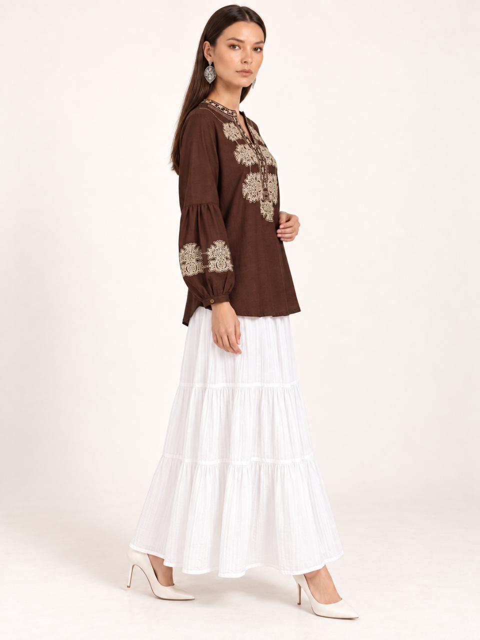 East India Company - Sheena, Embroidered Long Sleeve Blouse