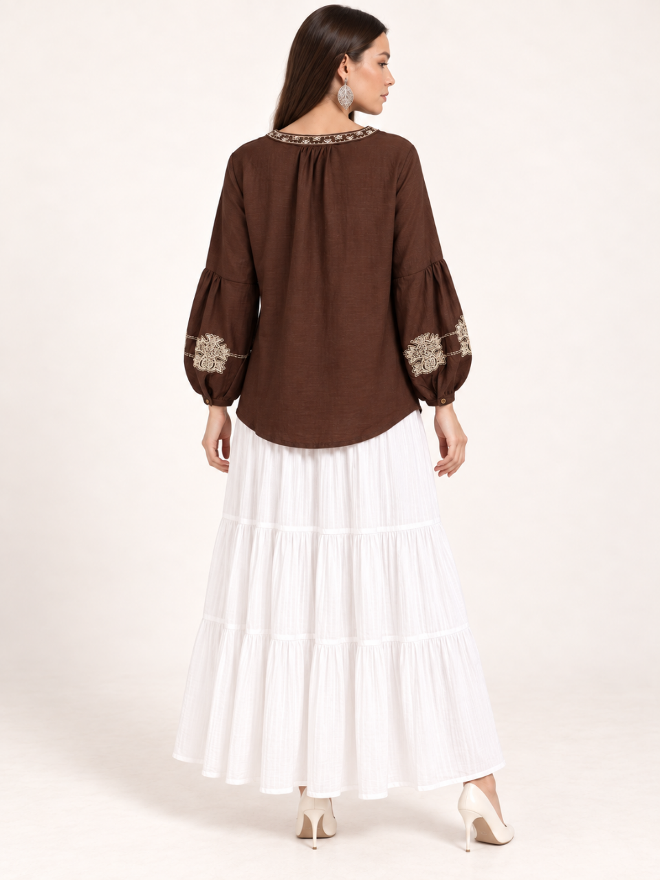 East India Company - Sheena, Embroidered Long Sleeve Blouse