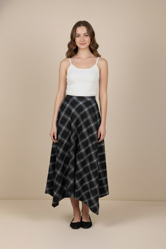 East India Company - Alma Checkered Long Skirt