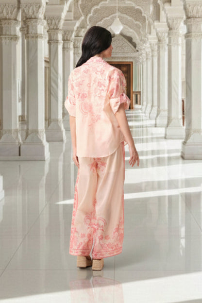 East India Company - Printed Sheer 3/4 Sleeve Blouse