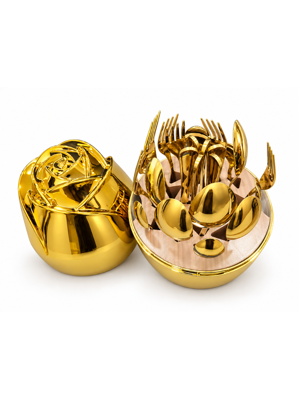 1010 Golden Rose Egg 24-Piece Cutlery Set