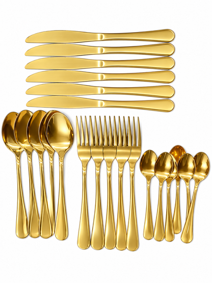 1010 Golden Rose Egg 24-Piece Cutlery Set