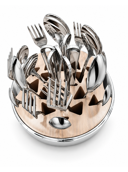 1010 Silver Rose Egg 24-Piece Cutlery Set