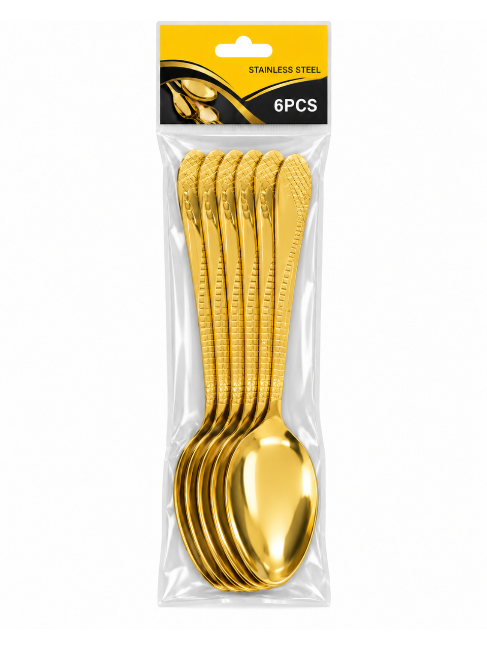 410 Flower Stem Series Spoon - Gold, 6 Pieces