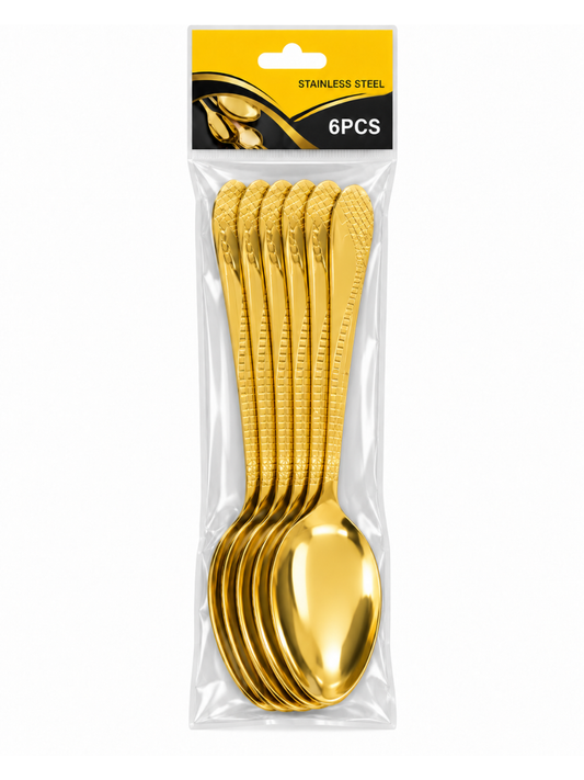 410 Flower Stem Series Spoon - Gold, 6 Pieces