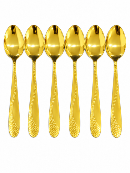 410 Flower Stem Series Spoon - Gold, 6 Pieces