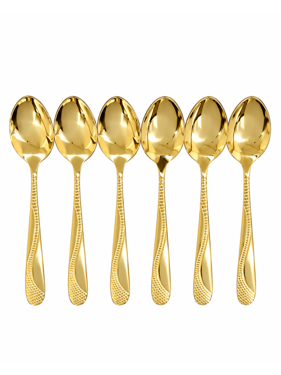410 Flower Stem Series Tea Spoon - Gold, 6 Pieces