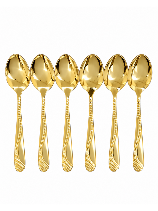 410 Flower Stem Series Tea Spoon - Gold, 6 Pieces