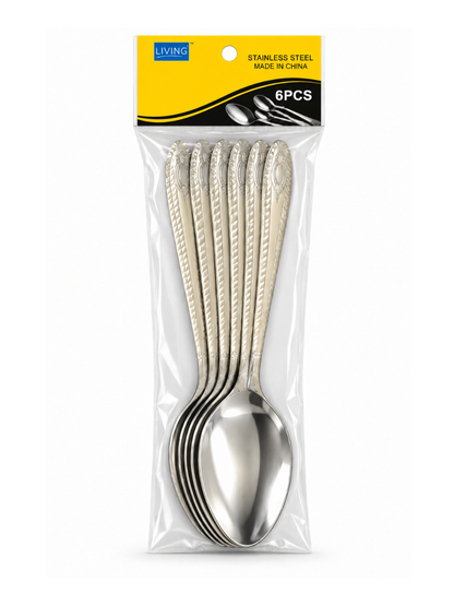 410 Flower Stem Series Spoon - Silver, 6 Pieces