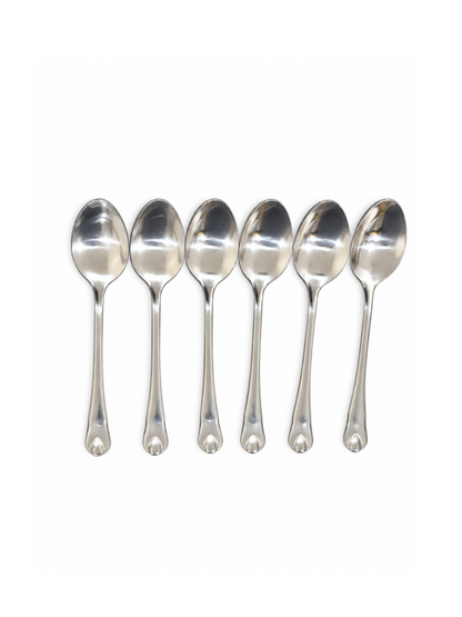 410 Flower Stem Series Tea Spoon - Silver, 6 Pieces