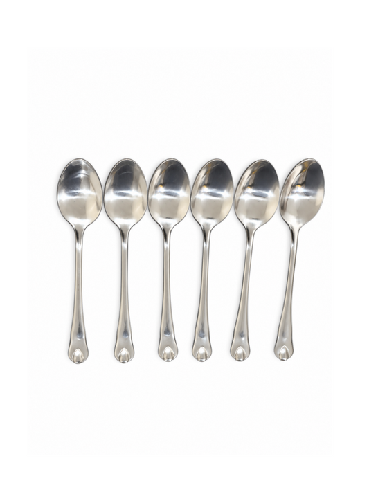 410 Flower Stem Series Tea Spoon - Silver, 6 Pieces
