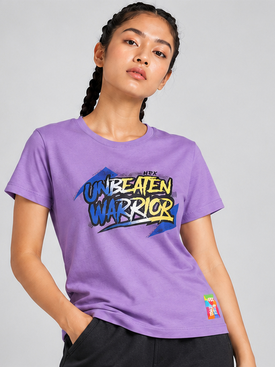 HRX Women's Violet Drift Cotton Crew Neck T-Shirt