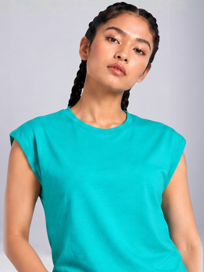HRX Women's Azure Day Cotton Crew Neck T-Shirt