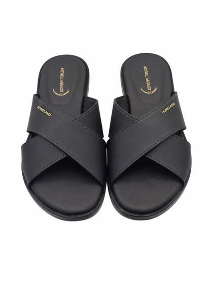 Angel & Kelly - Black Crossover Flat Slides