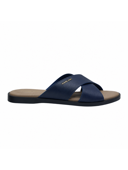 Angel & Kelly - Navy Blue Crossover Flat Slides