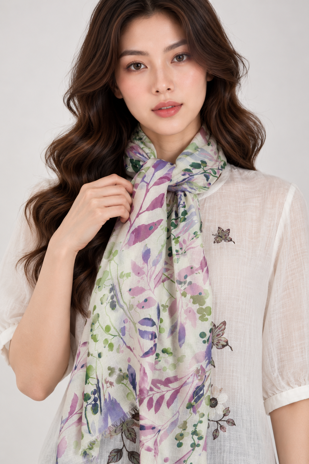 SOMERSET BAY - Watercolor Leaf Print Scarf