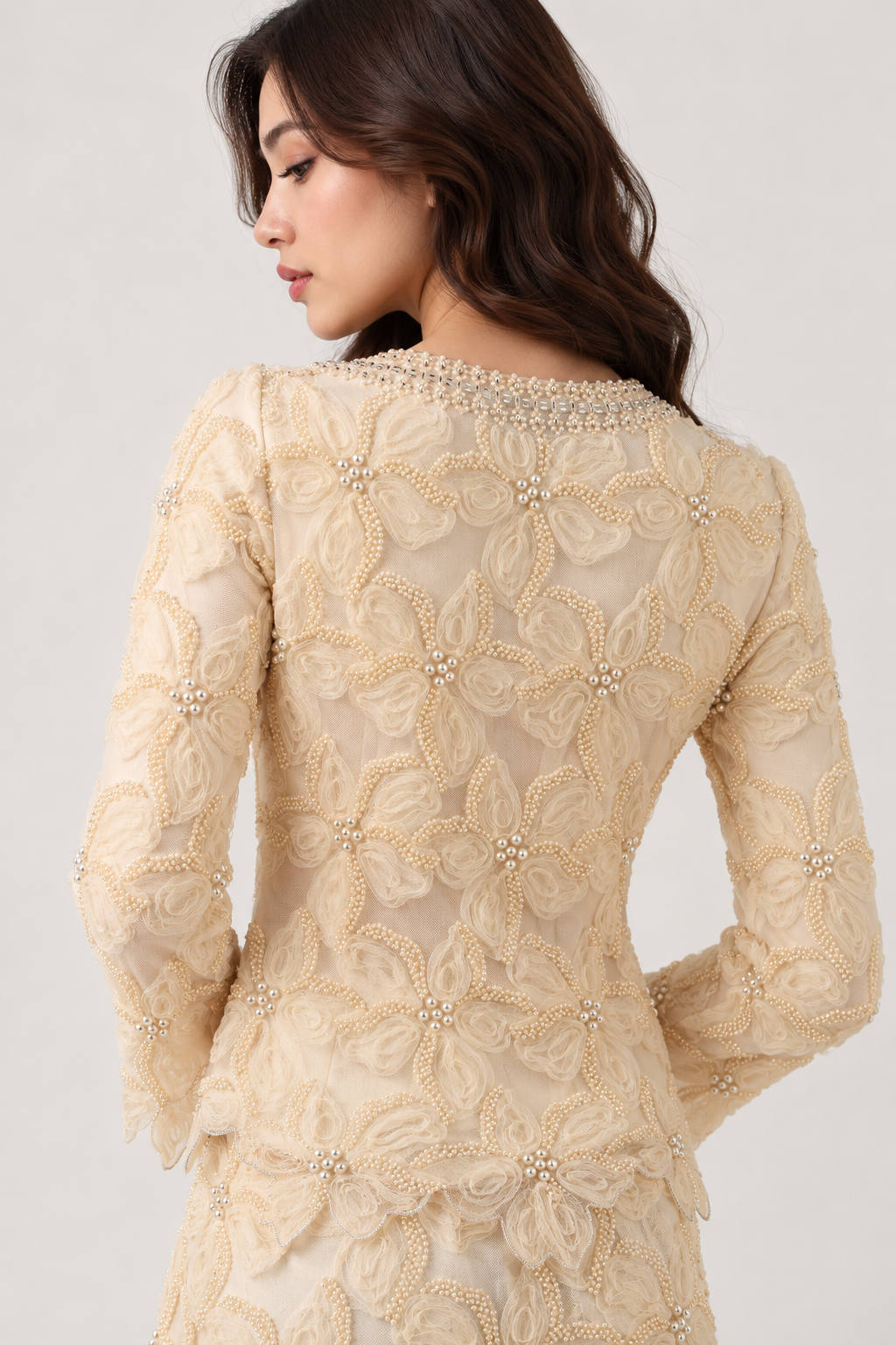 SOMERSET BAY - Pearl-Embellished Lace Cardigan