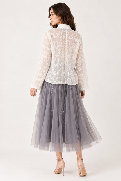 SOMERSET BAY - Sheer Floral Embroidered Blouse
