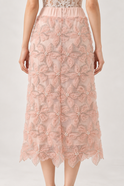 SOMERSET BAY - 3D Rosette Beaded Pencil Skirt