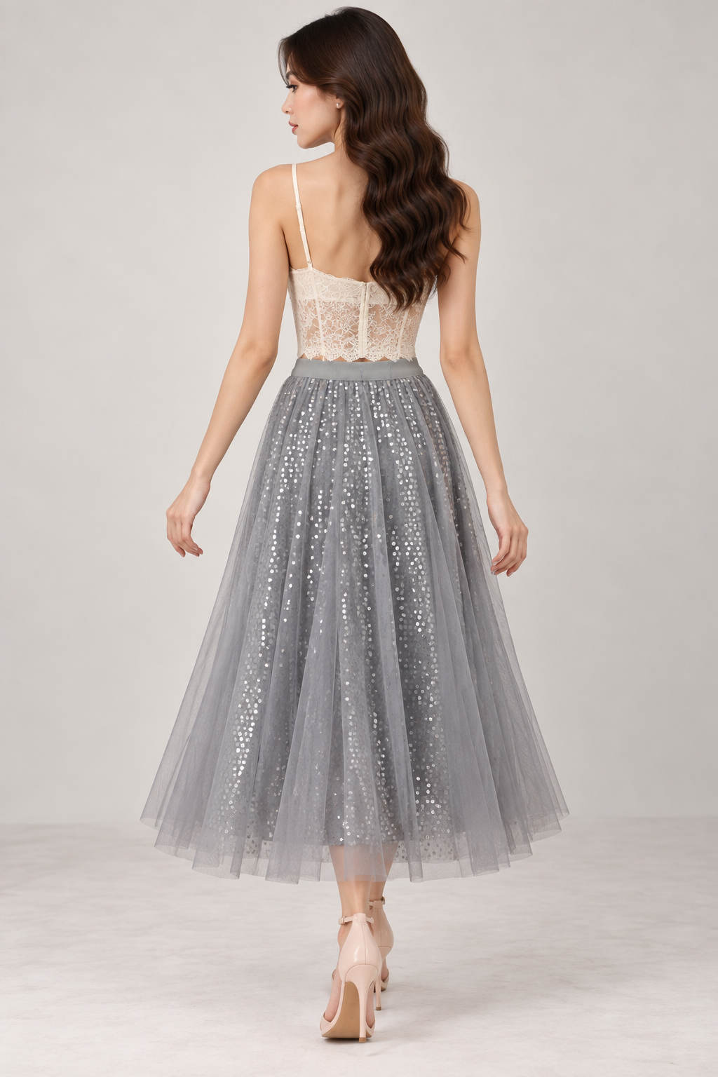 SOMERSET BAY - Sequin Tulle Midi Skirt