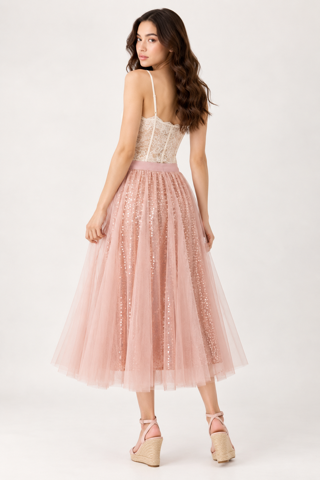 SOMERSET BAY - Sequin Tulle Midi Skirt