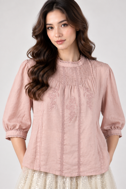 SOMERSET BAY - Embroidered Victorian-Style Top