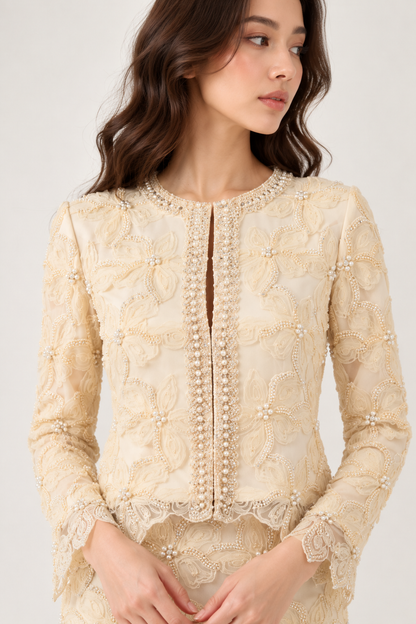 SOMERSET BAY - Pearl-Embellished Lace Cardigan
