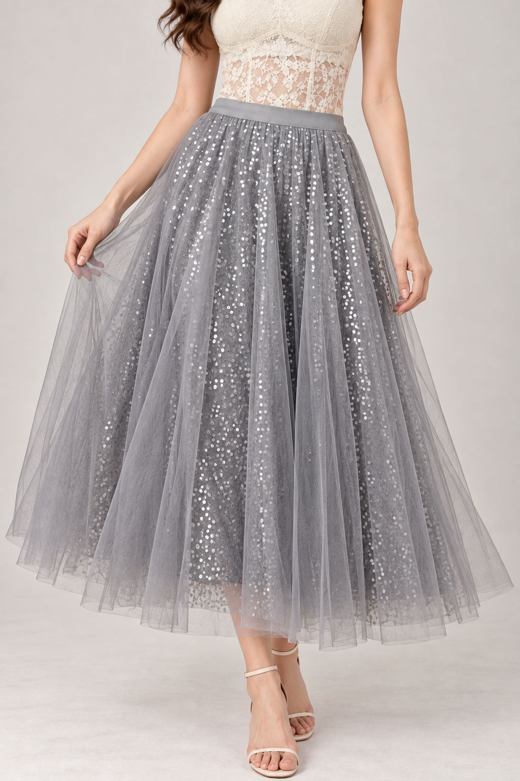 SOMERSET BAY - Sequin Tulle Midi Skirt