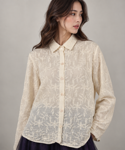 SOMERSET BAY - Sheer Floral Embroidered Blouse