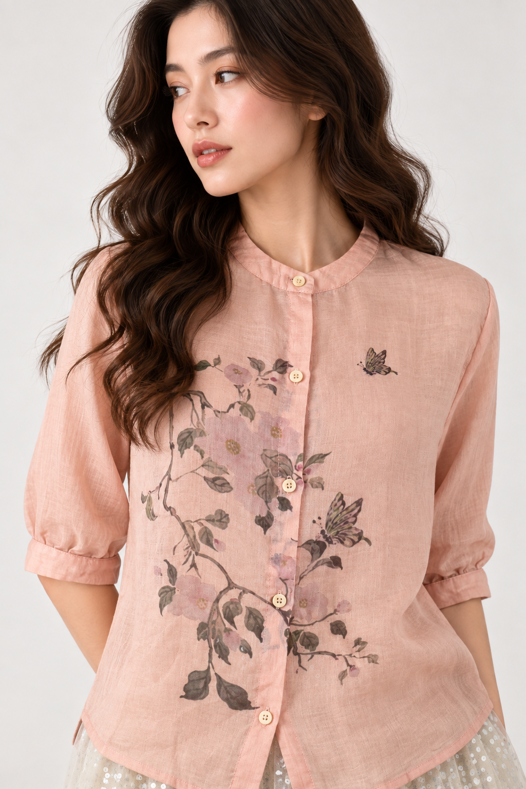 SOMERSET BAY - Linen Blouse with Floral Print