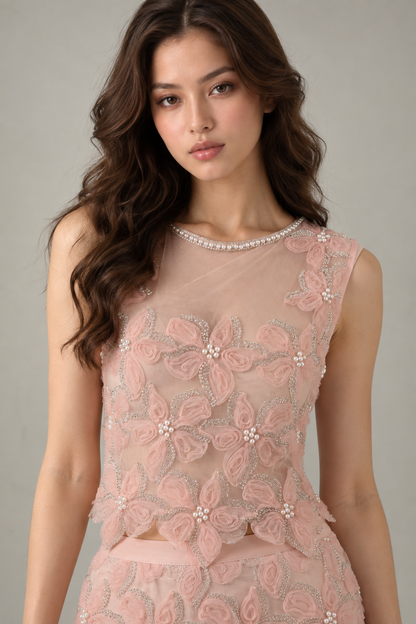 SOMERSET BAY - 3D Rosette Sleeveless Beaded Top