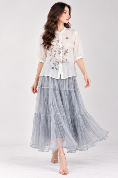SOMERSET BAY - Linen Blouse with Floral Print