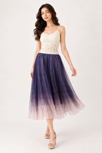 SOMERSET BAY - Amethyst Ombré Tulle Maxi Skirt