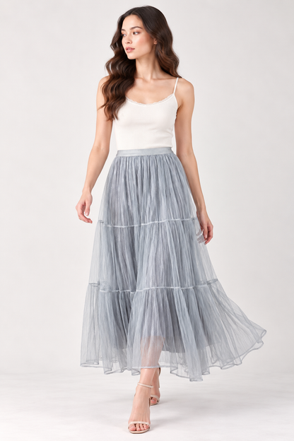 SOMERSET BAY - Ribbon-Trim Tulle Maxi Skirt