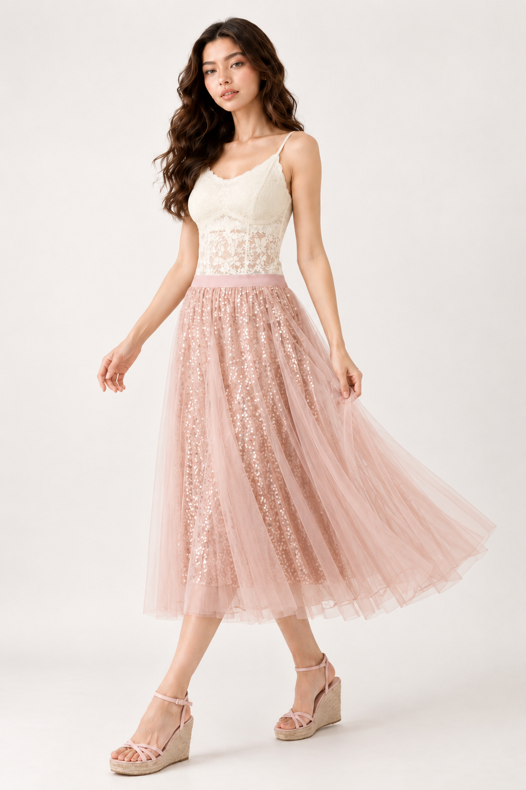 SOMERSET BAY - Sequin Tulle Midi Skirt