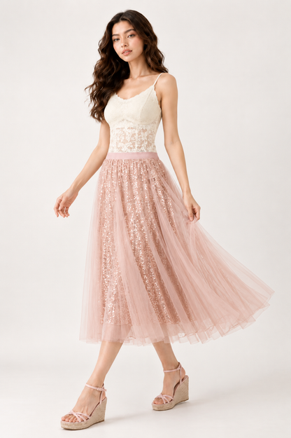 SOMERSET BAY - Sequin Tulle Midi Skirt