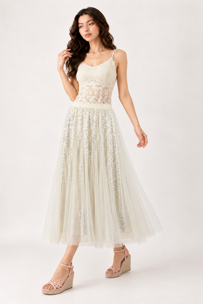 SOMERSET BAY - Sequin Tulle Midi Skirt